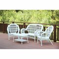 Jeco 4 Piece Santa Maria White Wicker Conversation Set W00209-G